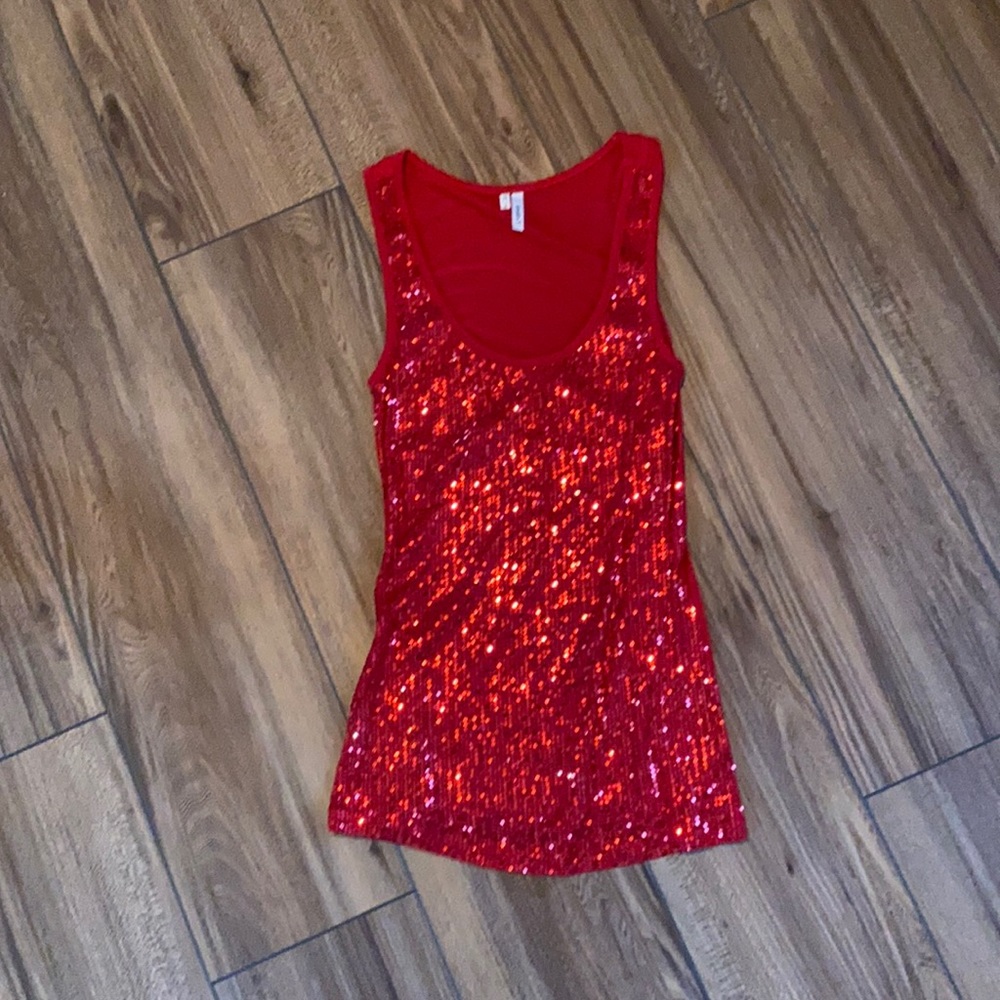 Maurice’s, red sequin front tank, size small